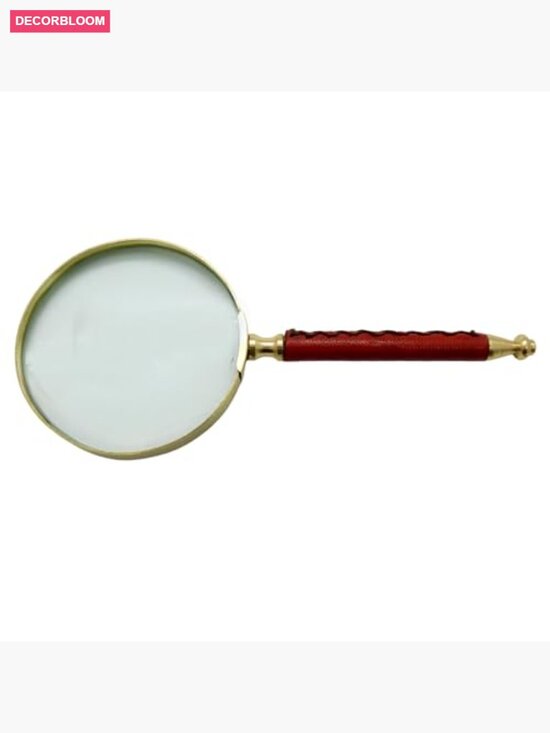 Antique Brass Magnifying Glass with Leather Grip 10x Magnifier main image 4